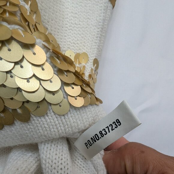 Boston Proper Sequin Striped Sweater Golden Size Medium - Picture 9 of 9